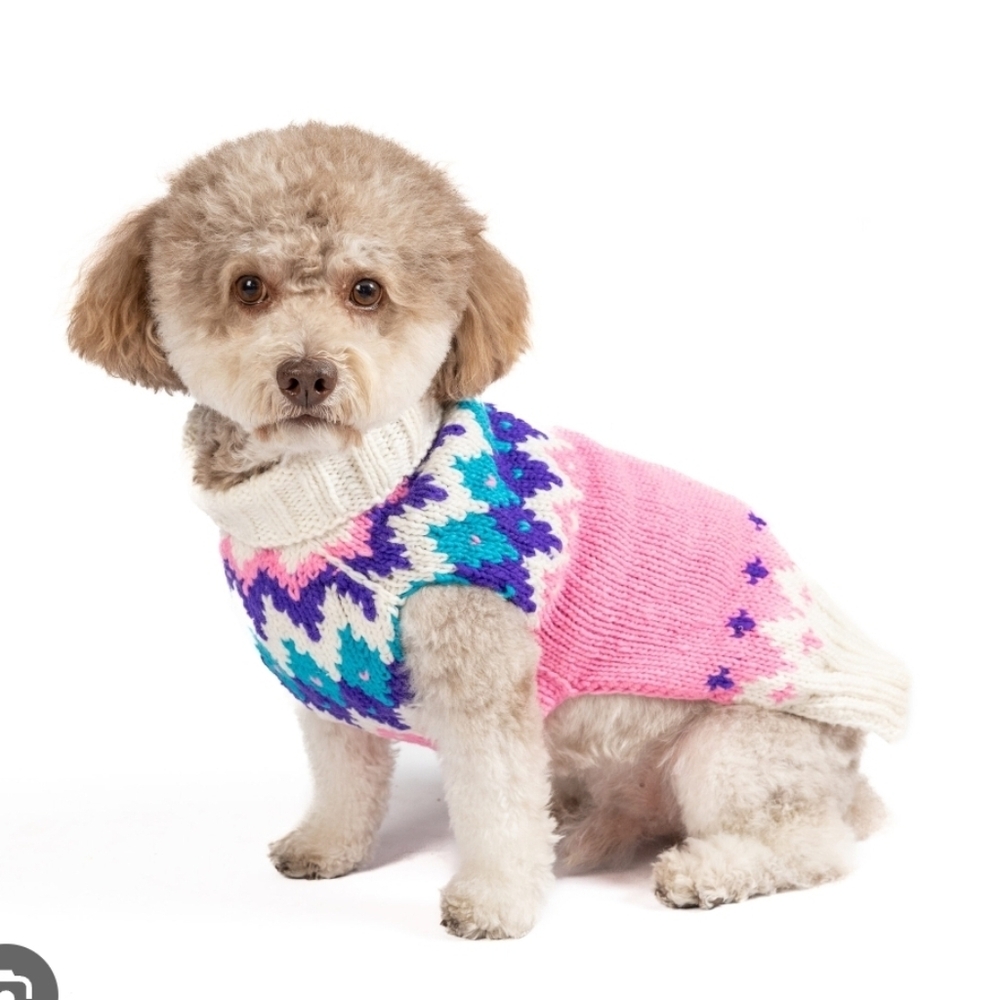 New! Chilly Dog Pink Wool Dog Sweater Size M